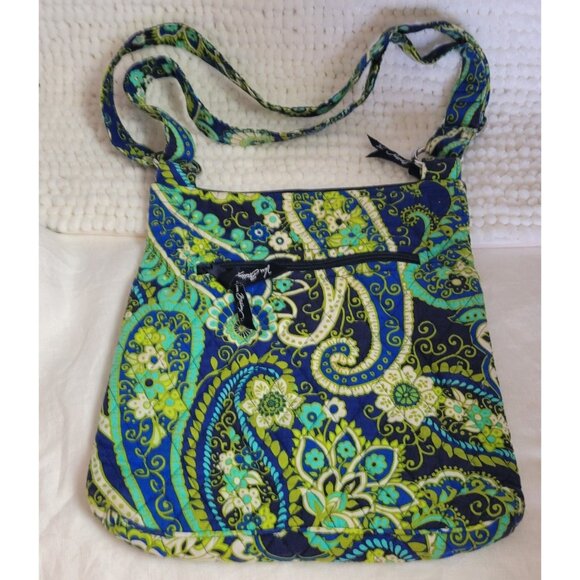 Vera Bradley Hipster Crossbody bag retired Rhythm & Blues zippers quilted EUC - Picture 2 of 12